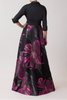 METALLIC TAFFETA LARGE FLORAL ORGANZA SHIRT WAIST GOWN