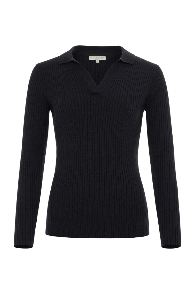 GEORGIE RIB SWEATER KNIT COLLARED TOP