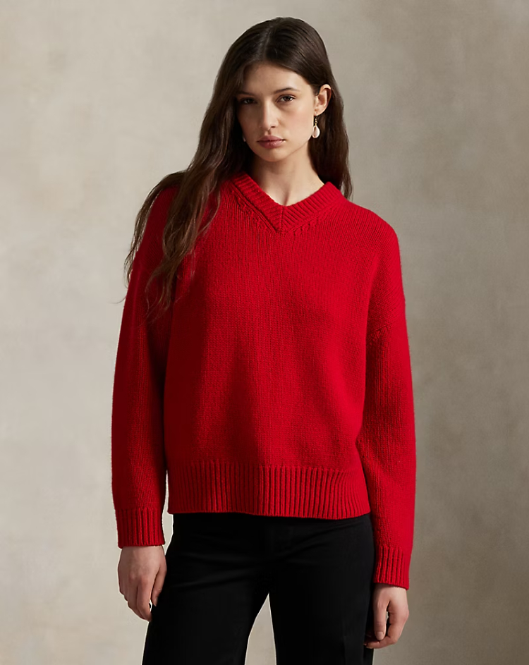 CASHMERE HIGH VNECK SWEATER