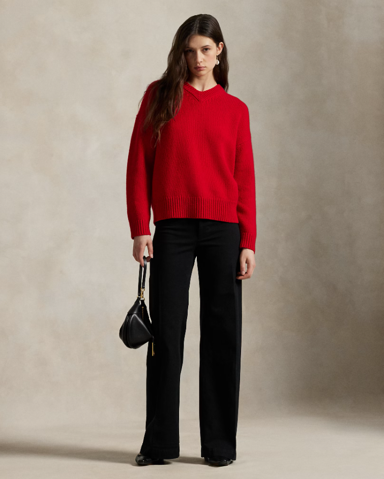 CASHMERE HIGH VNECK SWEATER