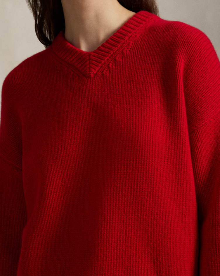 CASHMERE HIGH VNECK SWEATER