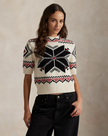 SNOWFLAKE MOCKNECK SHORT SLEEVE SWEATER