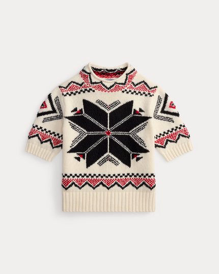 SNOWFLAKE MOCKNECK SHORT SLEEVE SWEATER