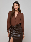AVA BLOUSE IN HOT FUDGE