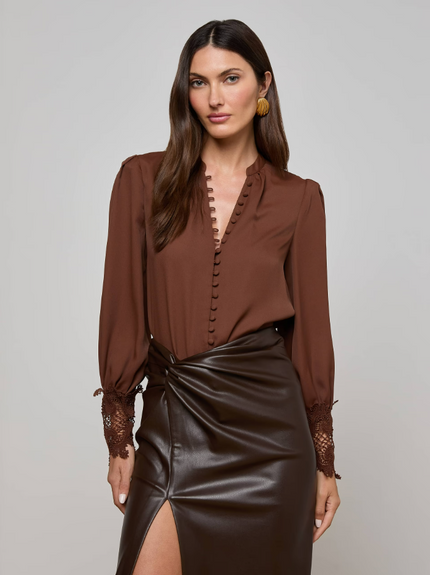 AVA BLOUSE IN HOT FUDGE