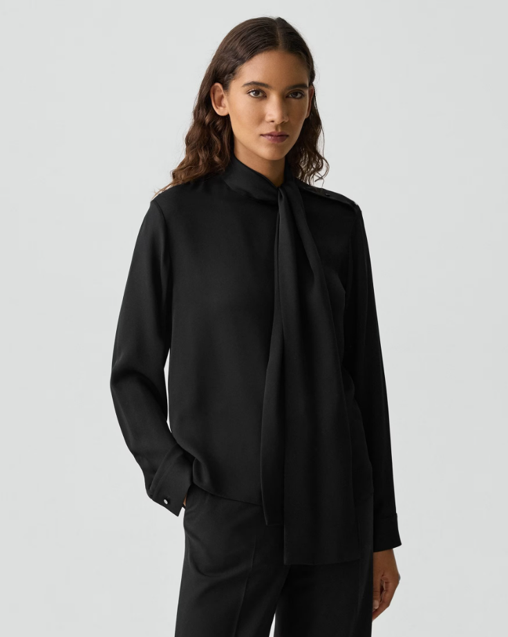 TIE NECK BLOUSE IN SILK GEORGETTE