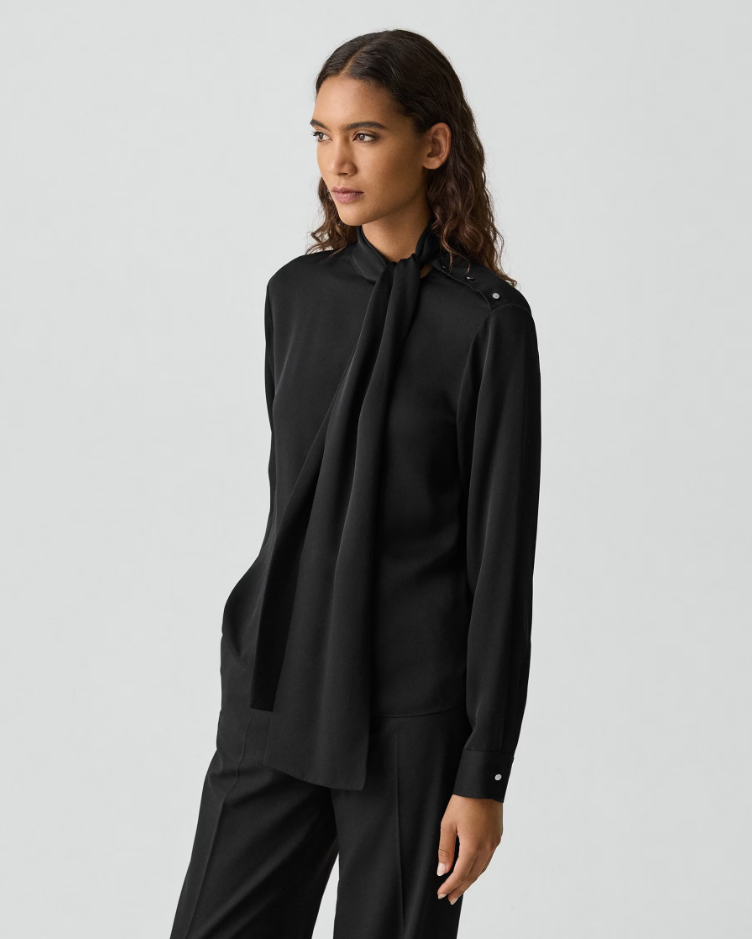 TIE NECK BLOUSE IN SILK GEORGETTE