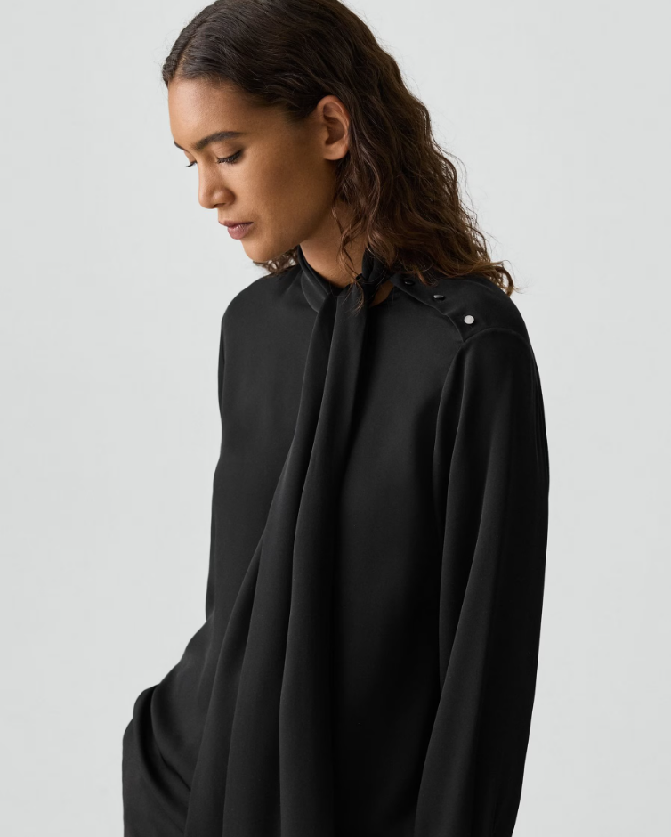 TIE NECK BLOUSE IN SILK GEORGETTE