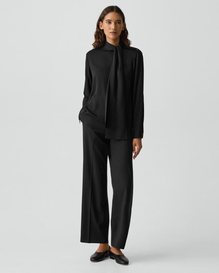 TIE NECK BLOUSE IN SILK GEORGETTE