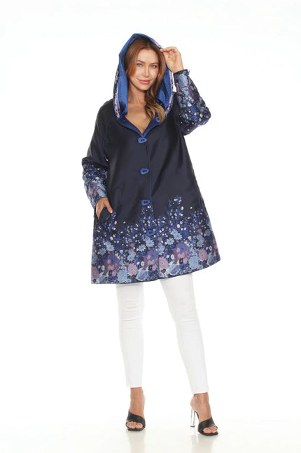 RAIN JACKET WITH JAQUARD BORDER PRINTS