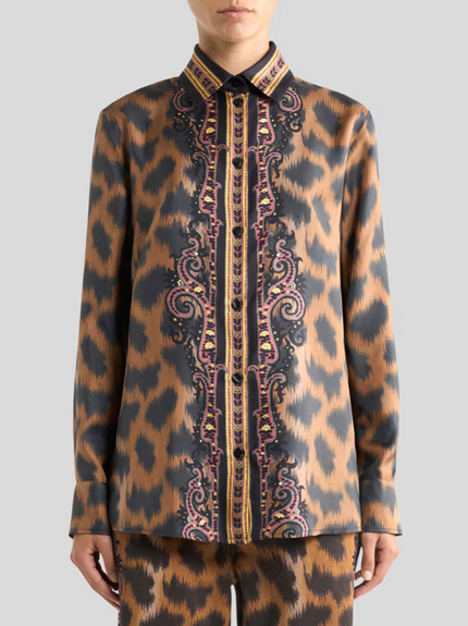 SILK TWILL SHIRT WITH ANIMAL MOTIF