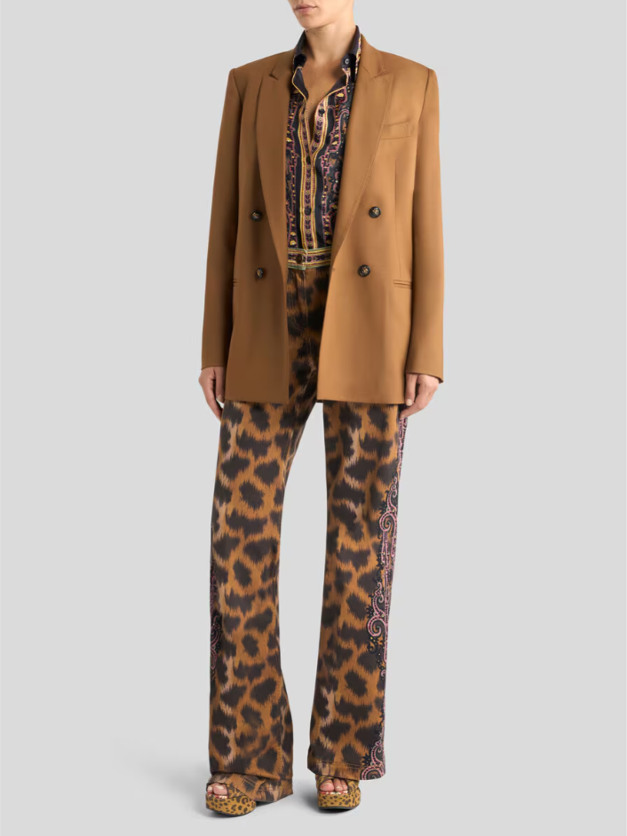 SILK TWILL SHIRT WITH ANIMAL MOTIF