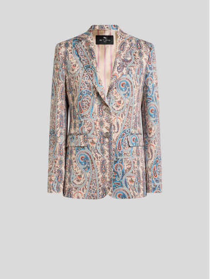 SINGLE BREASTED JACQUARD JACKET WITH PAISLEY FOLIAGE MOTIF