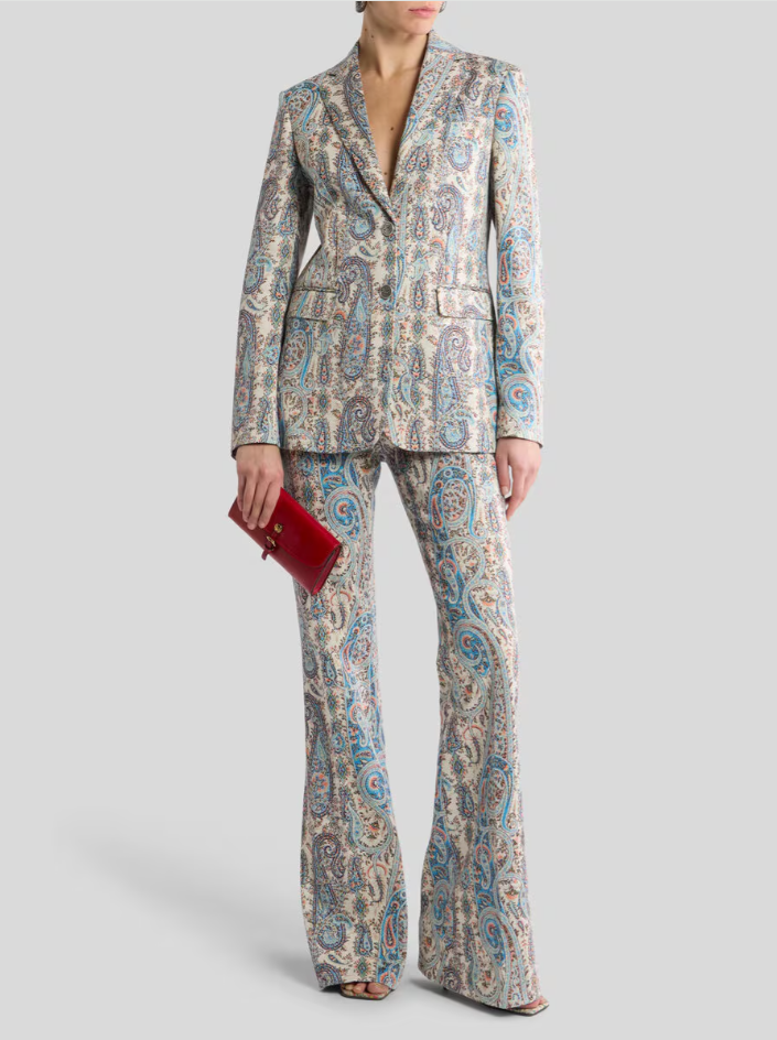 SINGLE BREASTED JACQUARD JACKET WITH PAISLEY FOLIAGE MOTIF