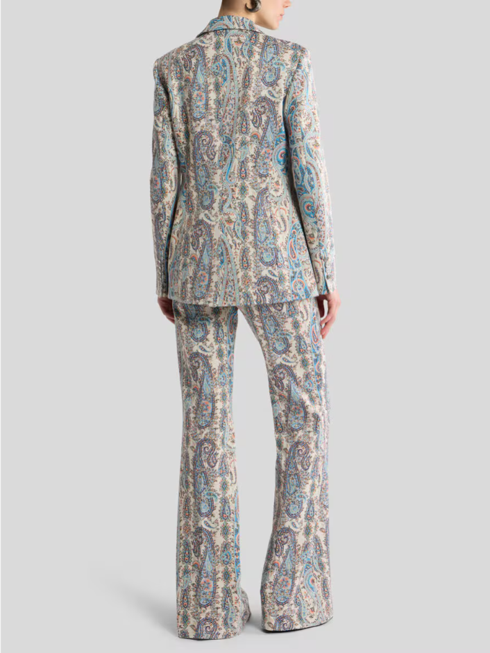 SINGLE BREASTED JACQUARD JACKET WITH PAISLEY FOLIAGE MOTIF