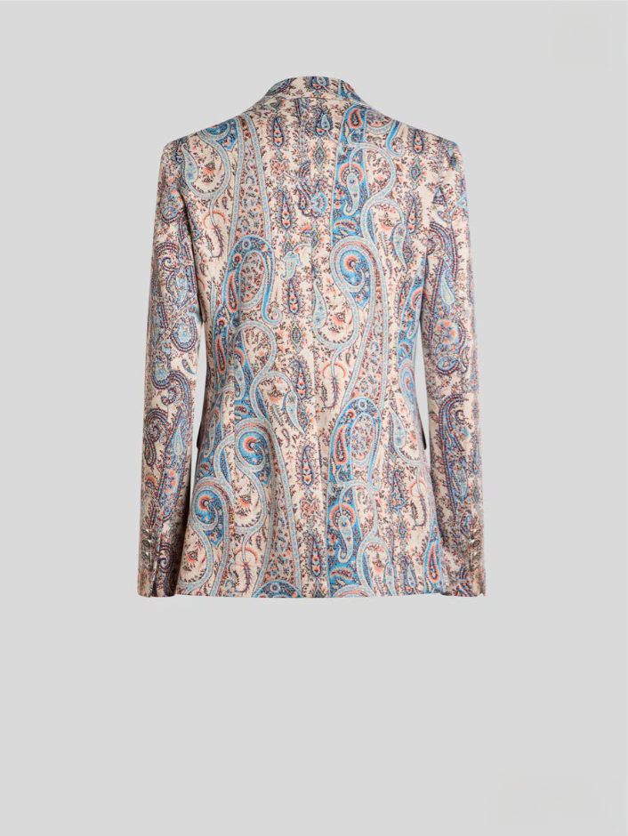 SINGLE BREASTED JACQUARD JACKET WITH PAISLEY FOLIAGE MOTIF