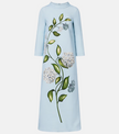 LONG SLEEVE PORCELAIN FLOWERS WOOL CAFTAN