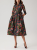 TAFFETA FAILLE HAZY FLORAL PRINT SHIRT DRESS