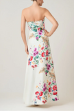 MIKADO FLORAL PRINT STRAPLESS GOWN