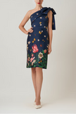 MIKADO FLORAL BUTTERFLY ONE SHOULDER DRESS