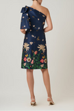 MIKADO FLORAL BUTTERFLY ONE SHOULDER DRESS