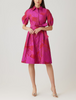 JACQUARD ABSTRACT PRINT PUFF SLEEVE SHIRT DRESS