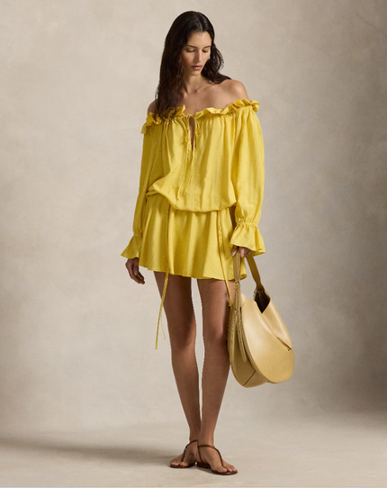 OFF THE SHOULDER CREPE DRESS