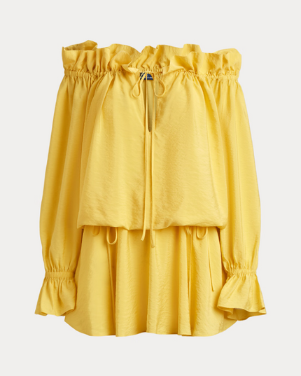 OFF THE SHOULDER CREPE DRESS