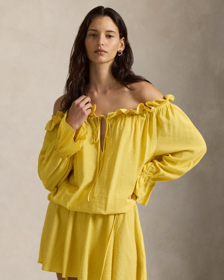 OFF THE SHOULDER CREPE DRESS
