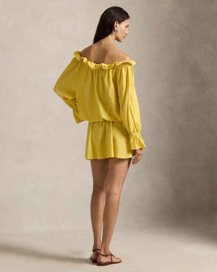 OFF THE SHOULDER CREPE DRESS
