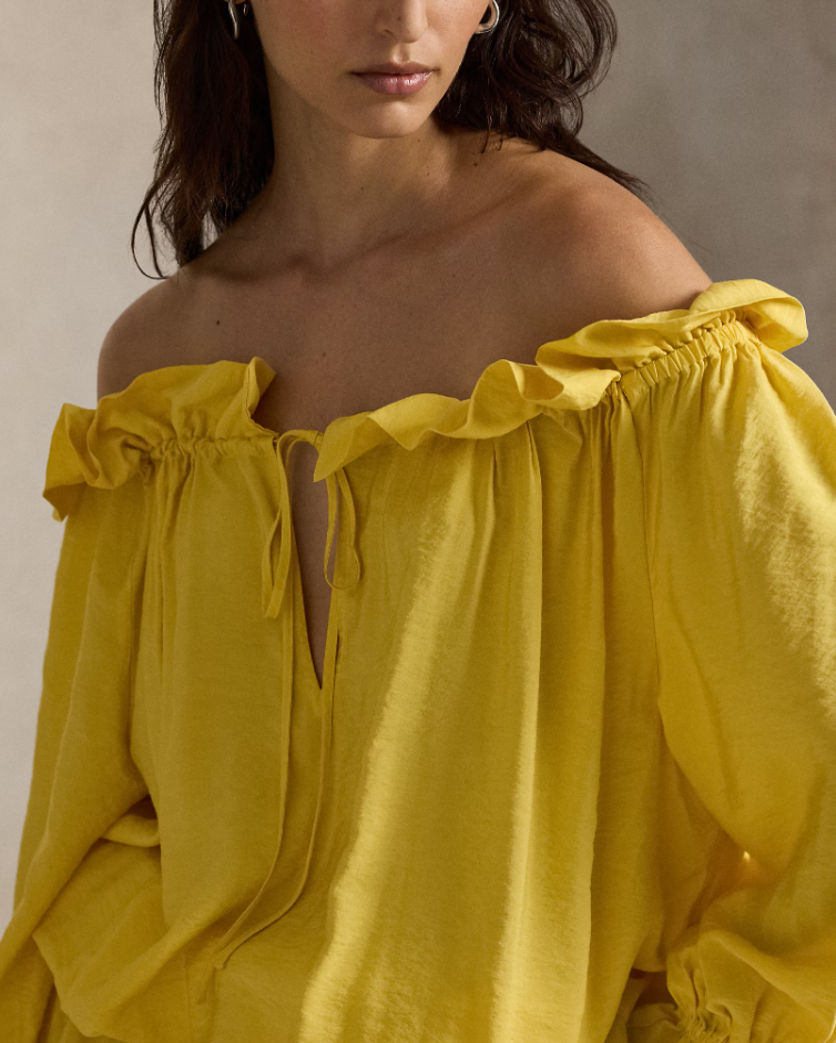 OFF THE SHOULDER CREPE DRESS