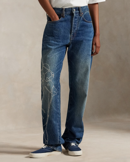 EMBROIDERED RELAXED STRAIGHT JEAN