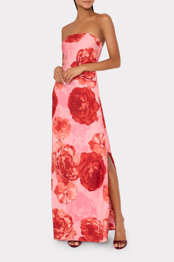 VERA SATIN FLORAL MAXI DRESS
