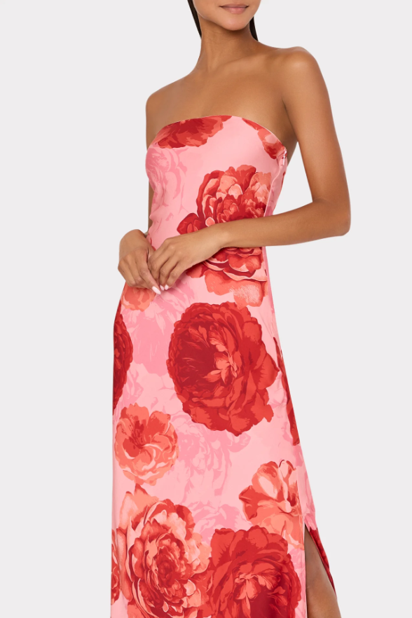 VERA SATIN FLORAL MAXI DRESS