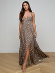 ROSETTE MAXI DRESS IN CARDAMOM AND ECRU POLKA DOT