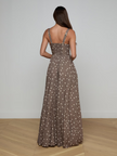 ROSETTE MAXI DRESS IN CARDAMOM AND ECRU POLKA DOT