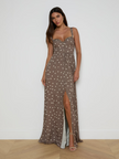 ROSETTE MAXI DRESS IN CARDAMOM AND ECRU POLKA DOT