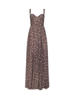 ROSETTE MAXI DRESS IN CARDAMOM AND ECRU POLKA DOT