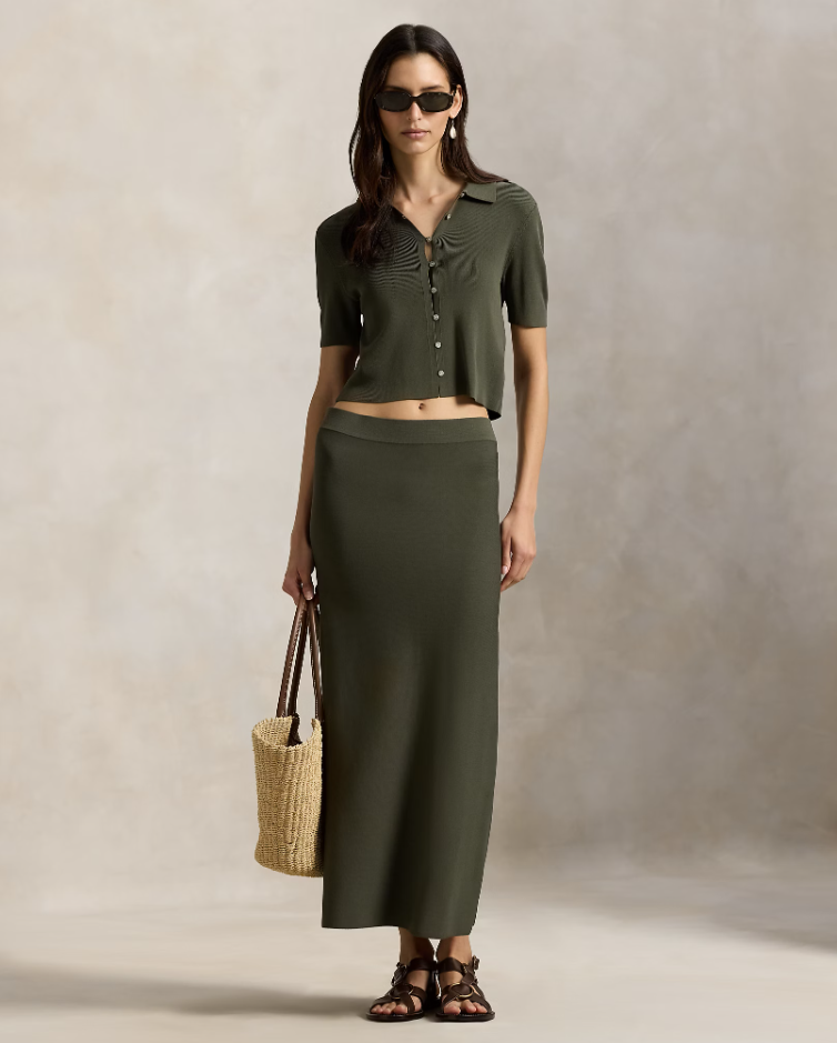 RIB KNIT MIDI SKIRT