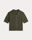 POLO COLLAR SHORT SLEEVE CARDIGAN