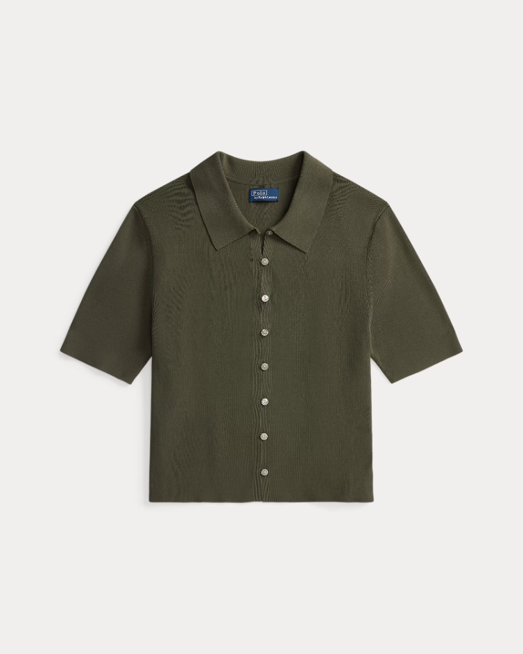 POLO COLLAR SHORT SLEEVE CARDIGAN