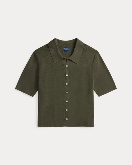 POLO COLLAR SHORT SLEEVE CARDIGAN