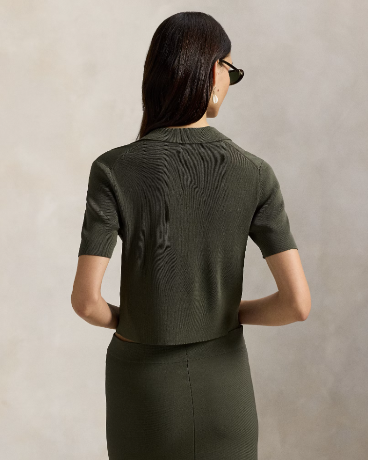 POLO COLLAR SHORT SLEEVE CARDIGAN