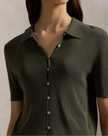 POLO COLLAR SHORT SLEEVE CARDIGAN
