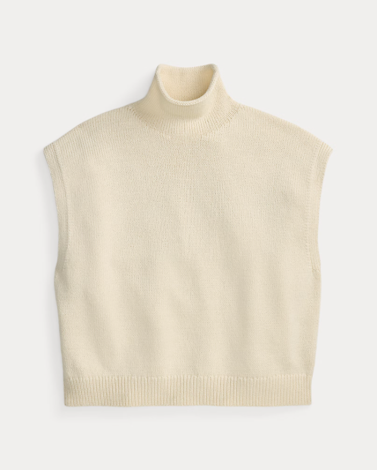 SLEEVELESS COTTON TURTLENECK SWEATER