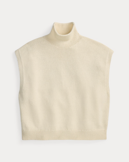 SLEEVELESS COTTON TURTLENECK SWEATER
