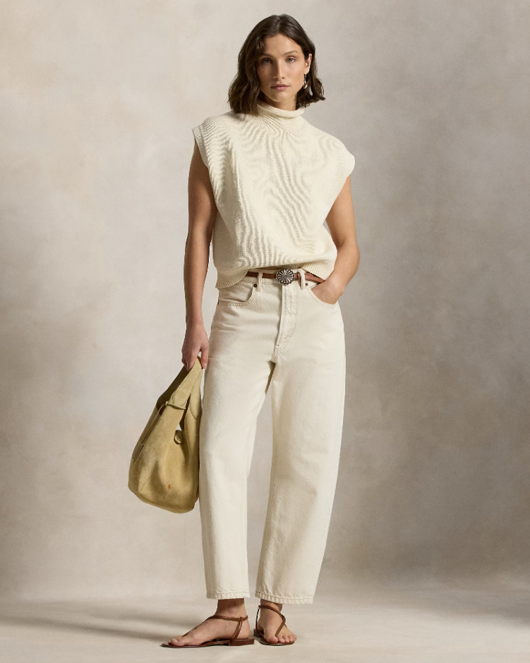 SLEEVELESS COTTON TURTLENECK SWEATER