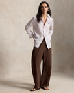 CLASSIC FIT STRIPED LINEN SHIRT IN PINK AND WHITE