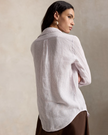 CLASSIC FIT STRIPED LINEN SHIRT IN PINK AND WHITE