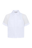 JADE STRETCH POPLIN AND ORGANZA COLLARED BUTTON DOWN